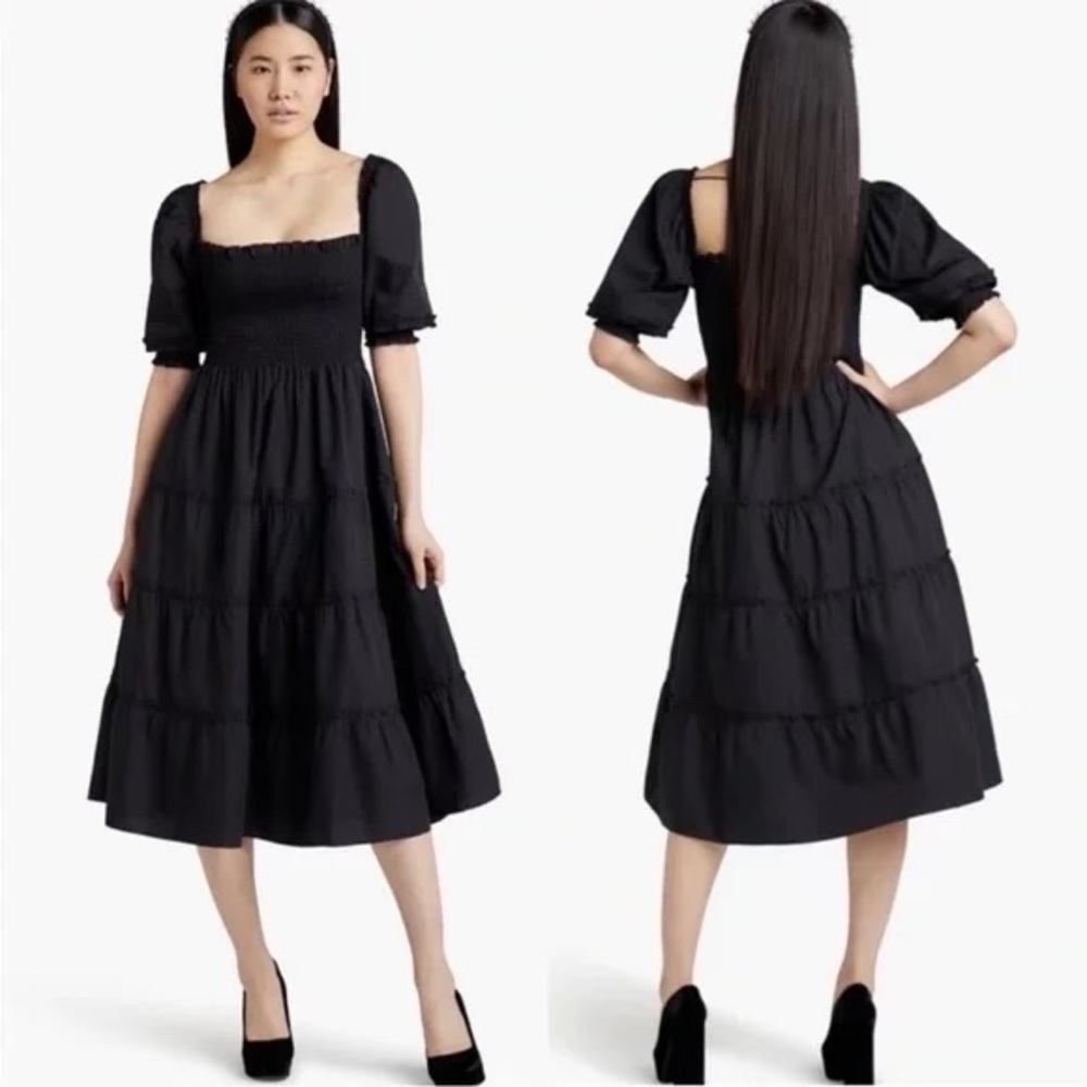 Hill House Home Nesli Black Swiss Jacquard Dot Nap Dress New Size Extra Small - Picture 7 of 8